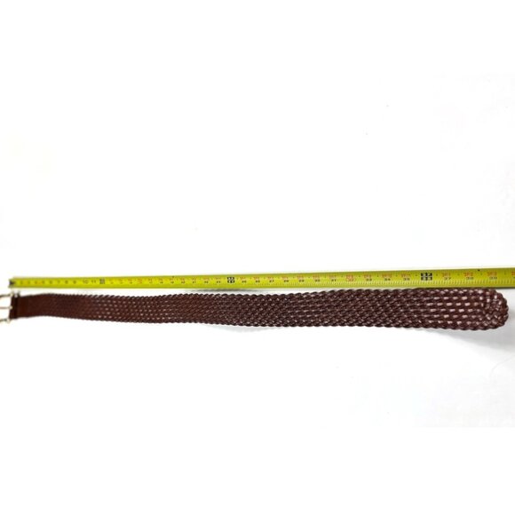 MICHAEL Michael Kors Bonded Leather Woven Belt Size Medium Brown Goldtone Buckle - Picture 5 of 11